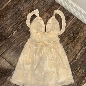 Lulu's Cream Floral Lace Women's Dress